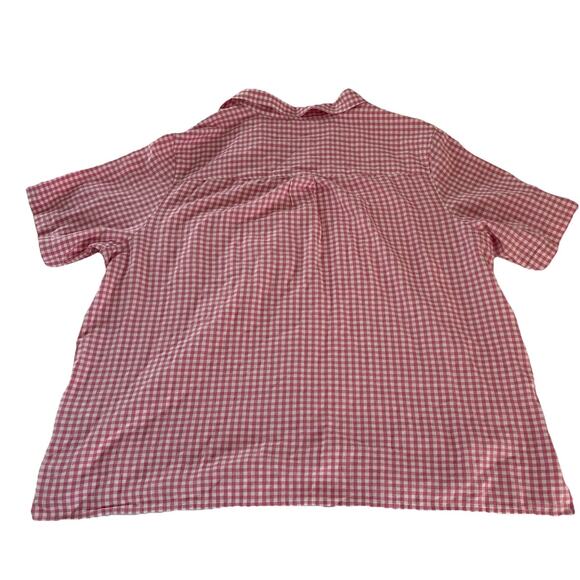 Levi's Women’s Resort Pink and White Gingham Button Down Short Sleeve Shirt 3X - Picture 5 of 12